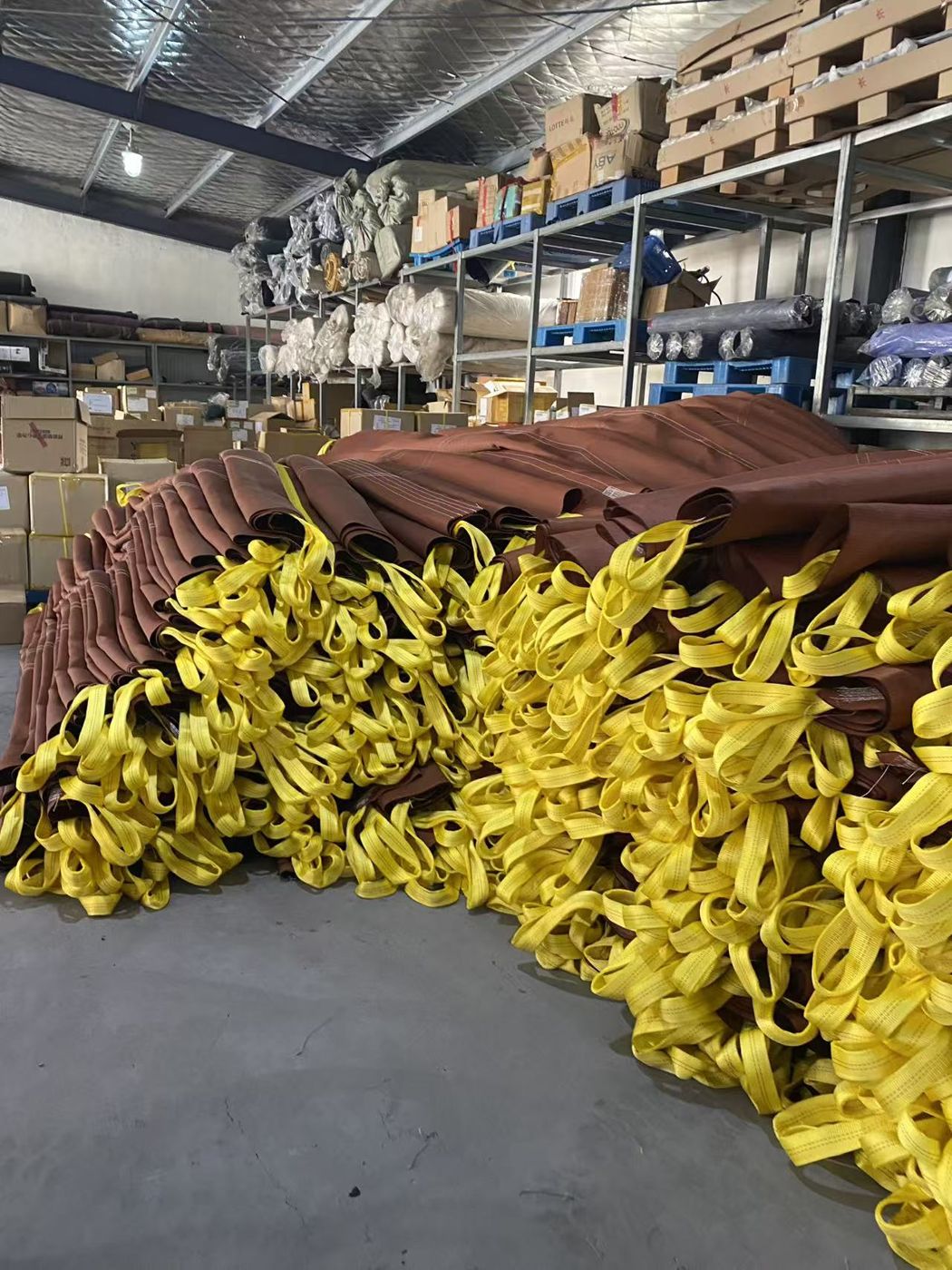 Webbing straps ready for packing